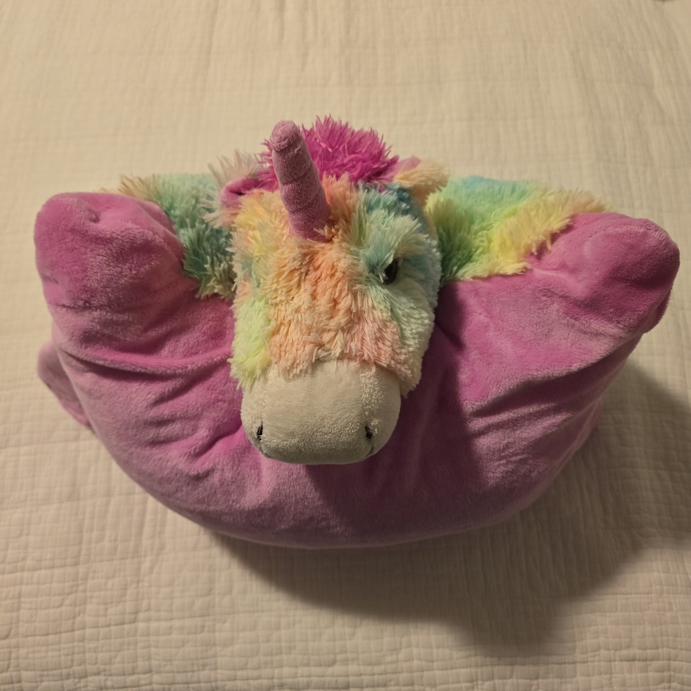 Pillow Pets Rainbow Unicorn Plush Rare Pink Tie Dye